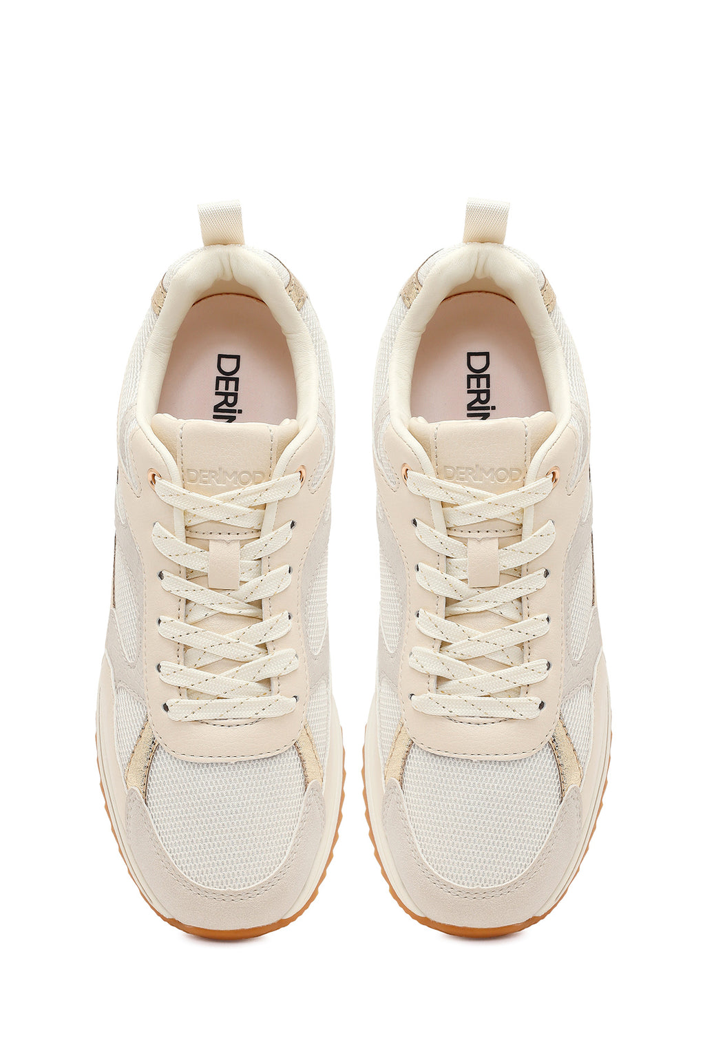 Kadın Bej Bağcıklı Sneaker