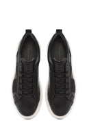 Erkek Siyah Bağcıklı Kalın Tabanlı Deri Sneaker | Derimod Erkek Siyah Bağcıklı Kalın Tabanlı Deri Sneaker | Derimod