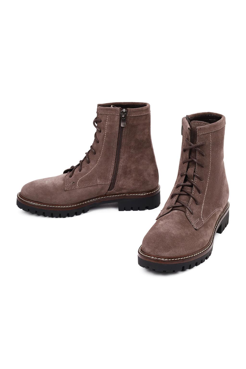 Kadın Vizon Fermurlı Kalın Tabanlı Süet Deri Postal Bot