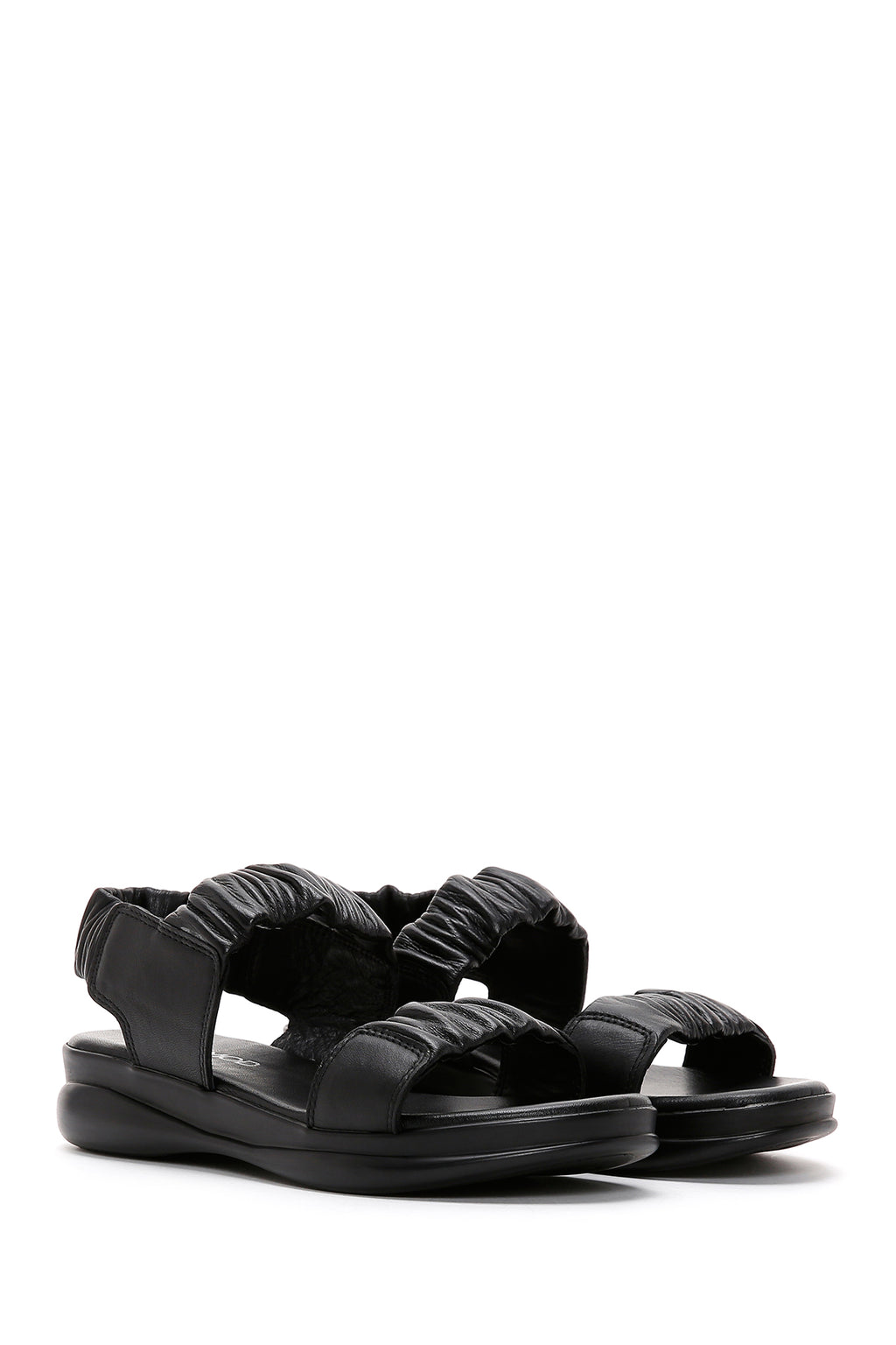 Kadın Siyah Deri Comfort Sandalet