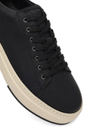 Erkek Siyah Bağcıklı Kalın Tabanlı Deri Sneaker | Derimod Erkek Siyah Bağcıklı Kalın Tabanlı Deri Sneaker | Derimod