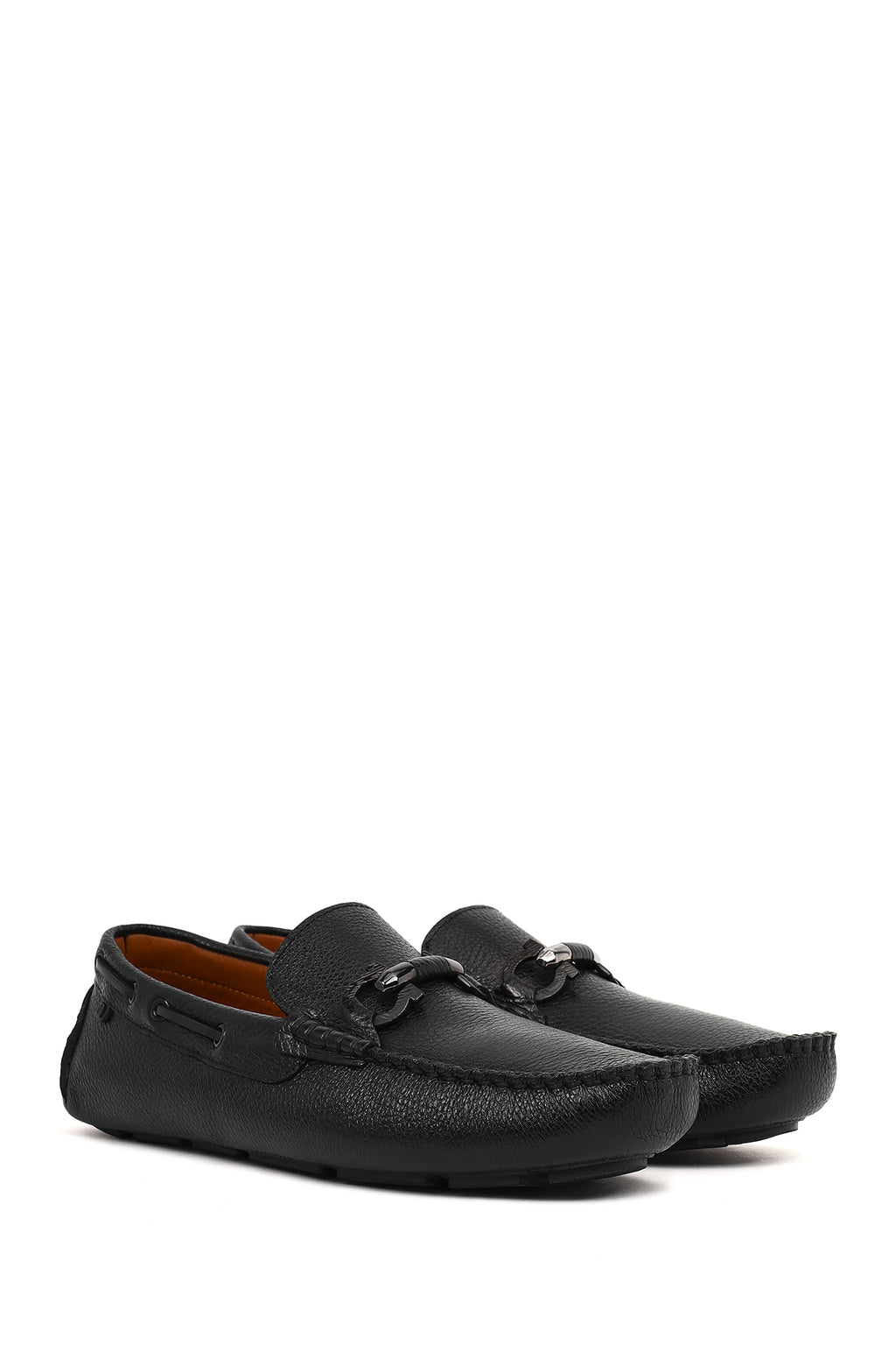 Erkek Siyah Tokalı Deri Casual Loafer