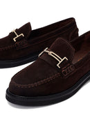 Kadın Kahverengi Tokalı Süet Deri Maskülen Loafer | Derimod Kadın Kahverengi Tokalı Süet Deri Maskülen Loafer | Derimod