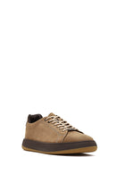 Men's Mink Lace-Up Thick-Soled Nubuck Leather Sneaker | Derimod Men's Mink Lace-Up Thick-Soled Nubuck Leather Sneaker | Derimod