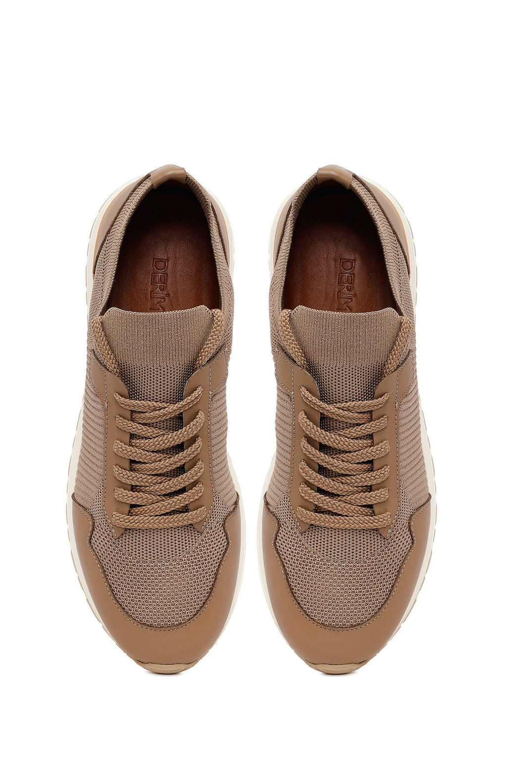 Erkek Vizon Bağcıklı Kumaş Sneaker