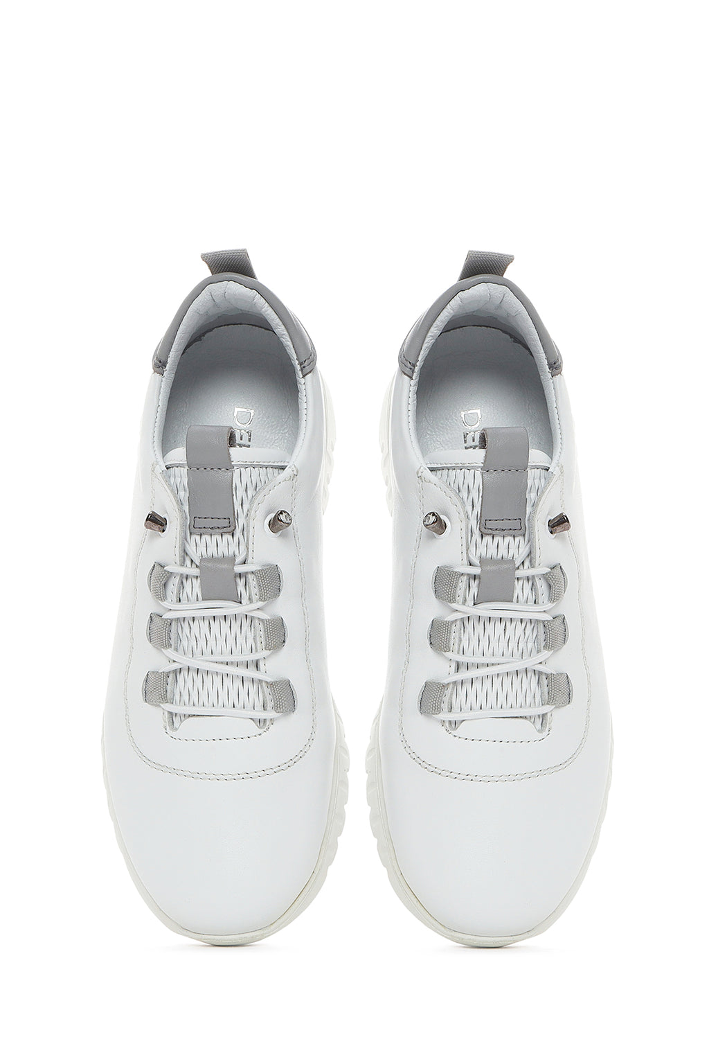Kadın Beyaz Bağcıklı Deri Sneaker