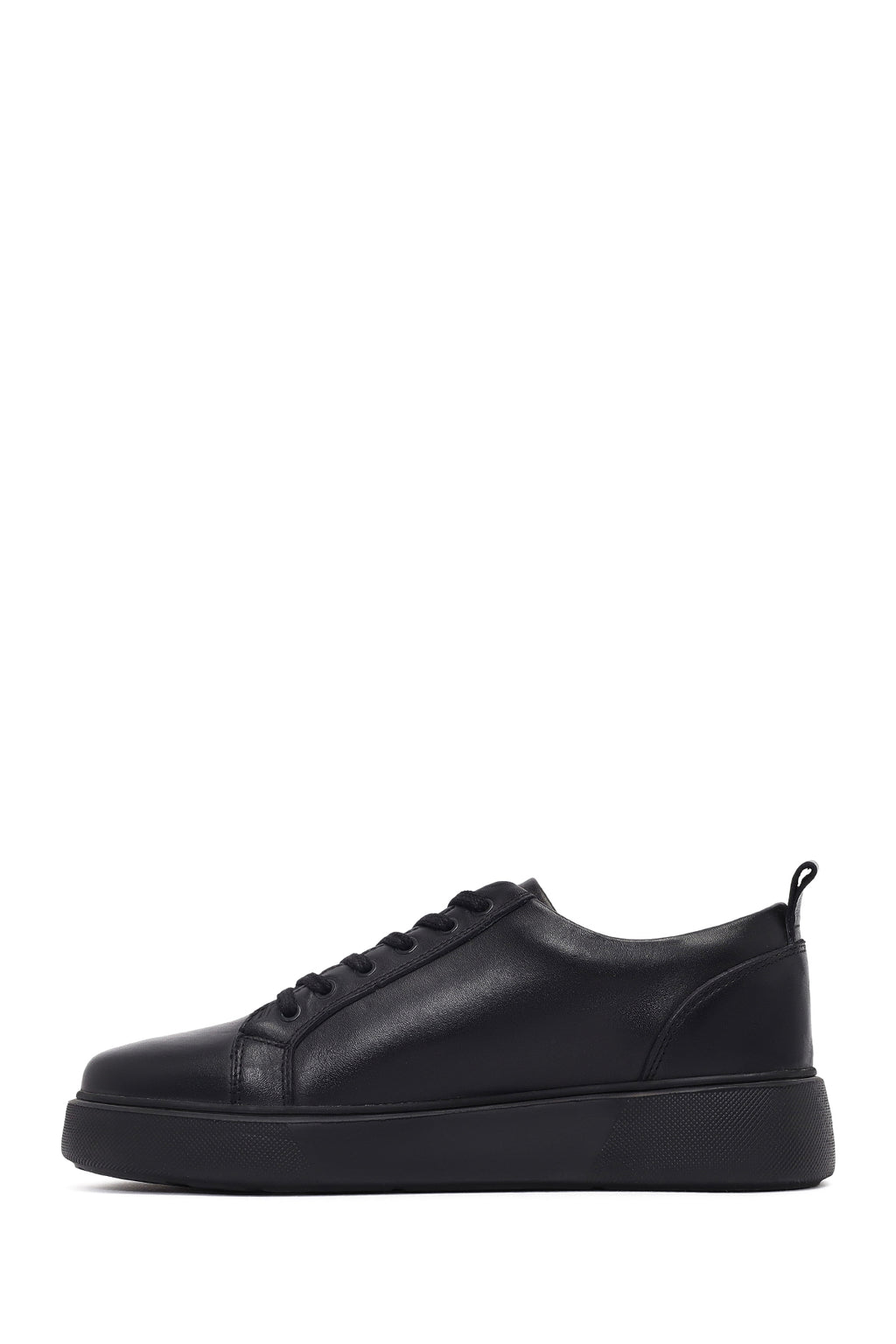 Erkek Siyah Bağcıklı Deri Sneaker