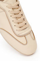 Kadın Bej Bağcıklı Deri Sneaker | Derimod Kadın Bej Bağcıklı Deri Sneaker | Derimod