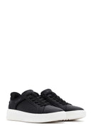 Skechers Men's Black Court Break Lace-Up Chunky Sole Leather Sneakers | Derimod Skechers Men's Black Court Break Lace-Up Chunky Sole Leather Sneakers | Derimod