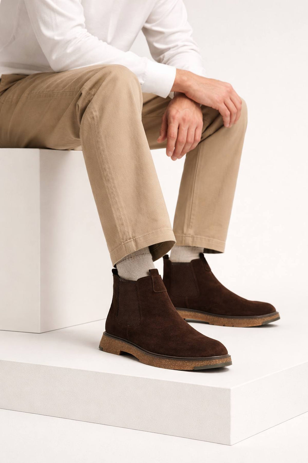 Erkek Kahverengi Süet Deri Chelsea Bot