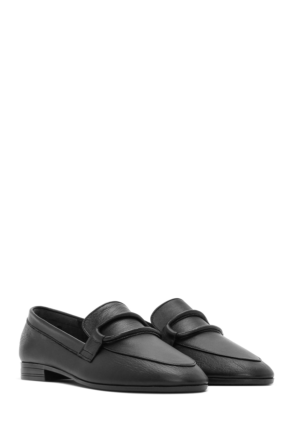 Kadın Siyah Deri Maskülen Loafer