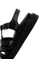 Kadın Siyah Bantlı Deri Comfort Sandalet | Derimod Kadın Siyah Bantlı Deri Comfort Sandalet | Derimod