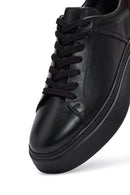 Erkek Siyah Bağcıklı Kalın Tabanlı Deri Sneaker | Derimod Erkek Siyah Bağcıklı Kalın Tabanlı Deri Sneaker | Derimod