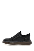 Erkek Siyah Kalın Tabanlı Bağcıklı Deri Sneaker | Derimod Erkek Siyah Kalın Tabanlı Bağcıklı Deri Sneaker | Derimod