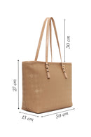 Woman Beige Printed Shoulder Bag | Derimod Woman Beige Printed Shoulder Bag | Derimod