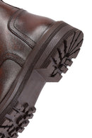 Woman Brown Zippered Leather Postal Boots | Derimod Woman Brown Zippered Leather Postal Boots | Derimod