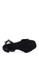 Women's Black Stone Heeled Sandals | Derimod Women's Black Stone Heeled Sandals | Derimod