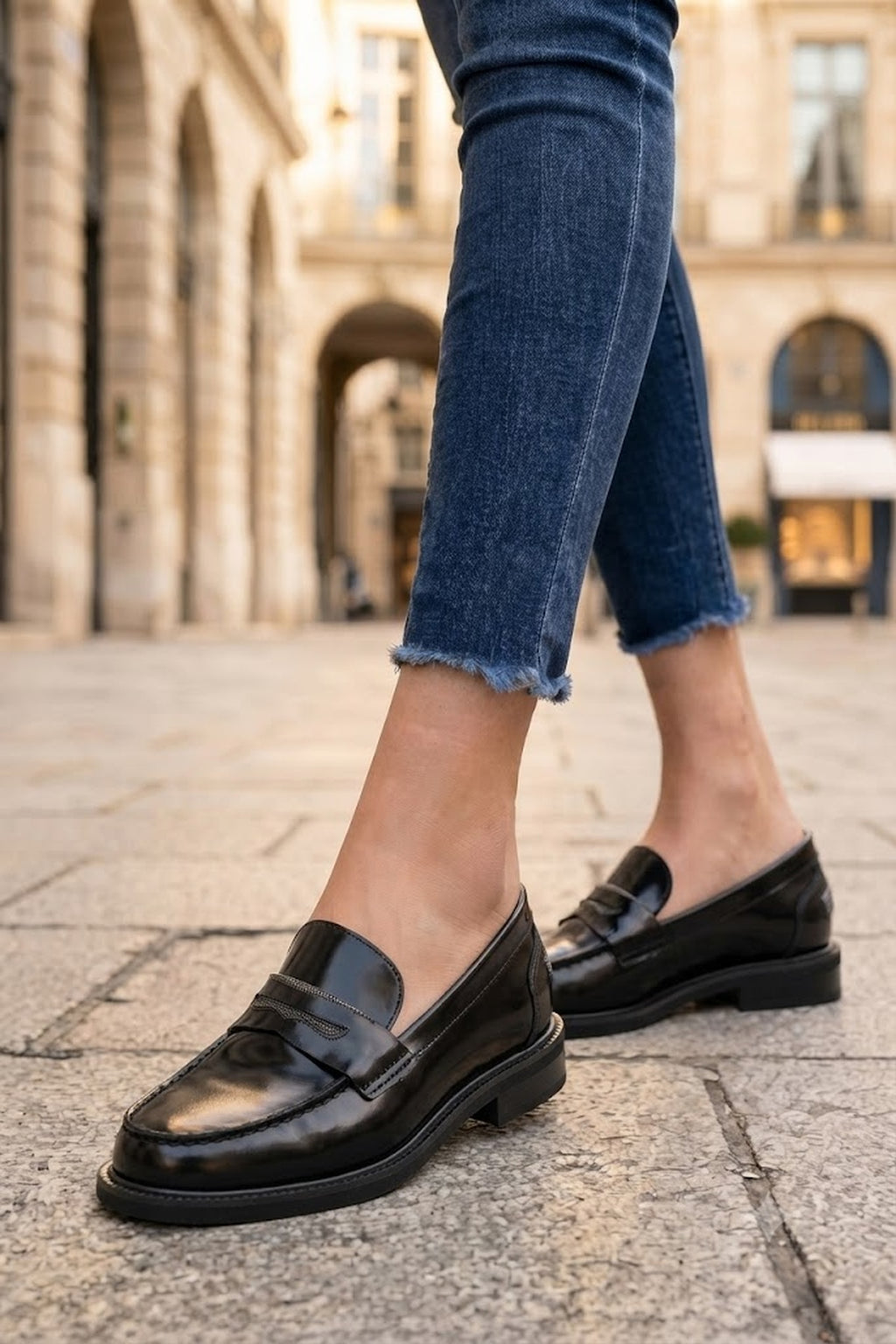 Kadın Siyah Deri Maskülen Loafer