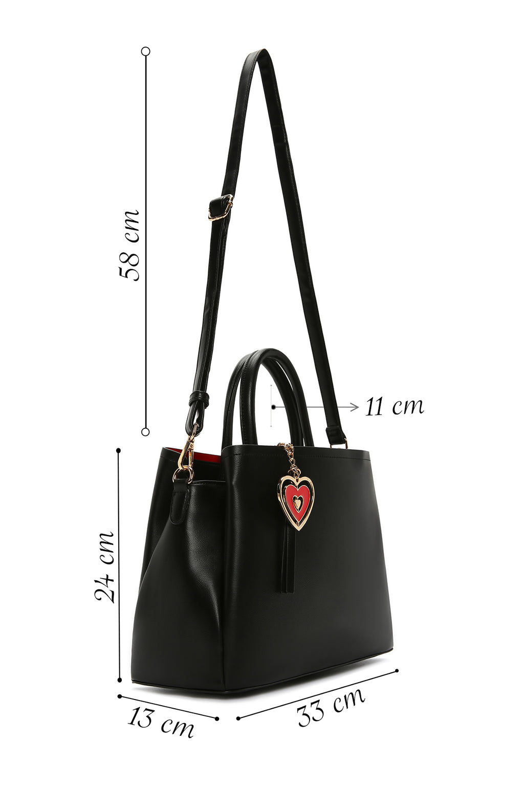 Kadın Siyah Uzun Askılı Aksesuar Detaylı Çapraz Çanta