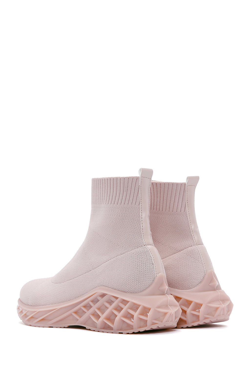 Kadın Bej Kalın Tabanlı Bilekli Sneaker