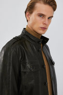 Alvarez Erkek Yeşil Vintage Deri Ceket | Derimod Alvarez Erkek Yeşil Vintage Deri Ceket | Derimod