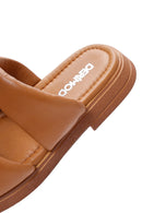 Women's Tan Leather Comfort Slippers | Derimod Women's Tan Leather Comfort Slippers | Derimod