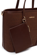Woman Brown Long-Strap Patterned Wicker Shoulder Bag | Derimod Woman Brown Long-Strap Patterned Wicker Shoulder Bag | Derimod