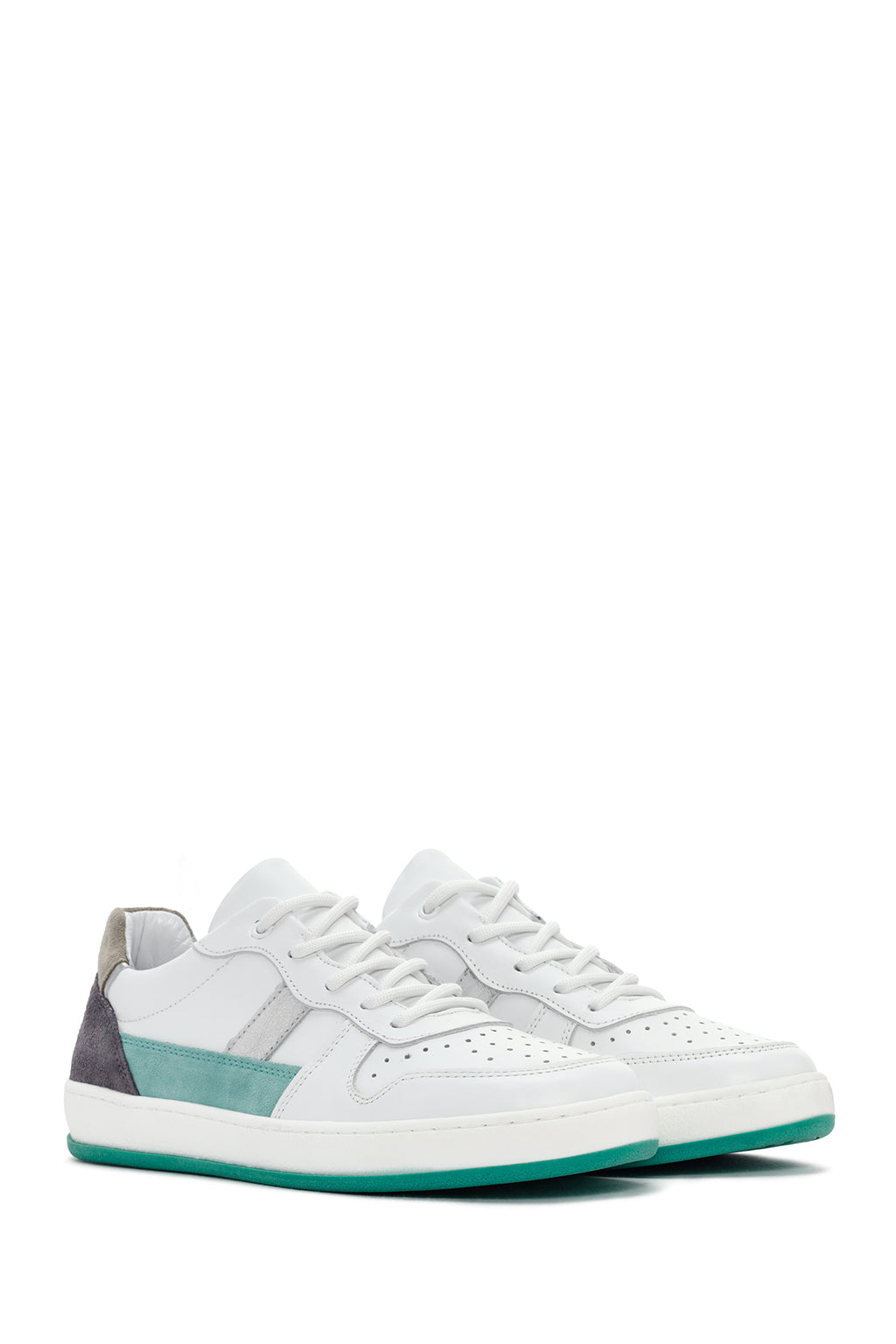 Kadın Beyaz Bağcıklı Deri Sneaker
