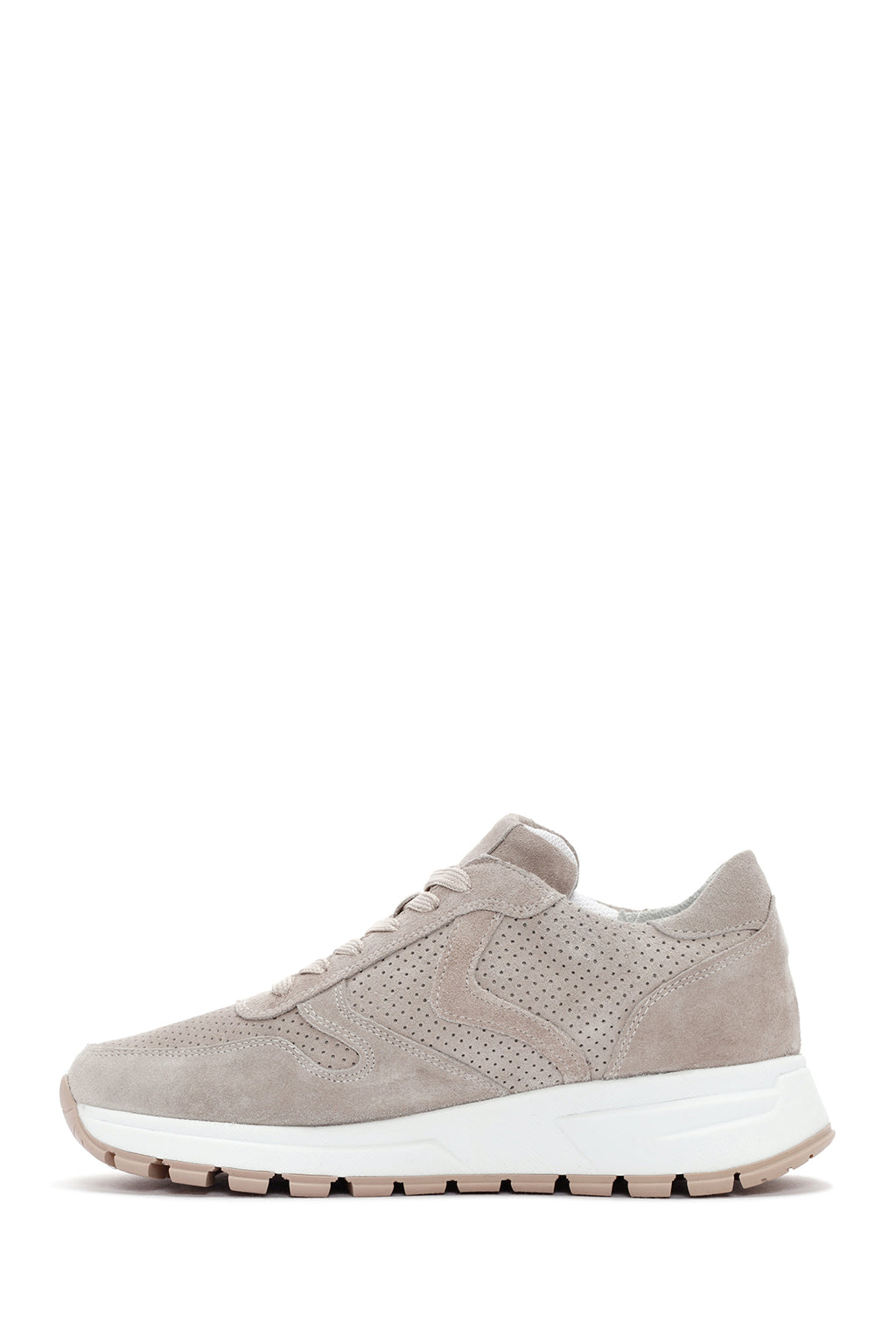 Kadın Bej Bağcıklı Süet Deri Sneaker
