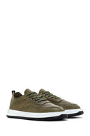 Men's Khaki Lace-up Leather Sneaker | Derimod Men's Khaki Lace-up Leather Sneaker | Derimod