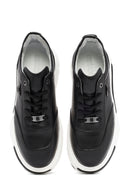 Erkek Siyah Kalın Tabanlı Bağcıklı Deri Sneaker | Derimod Erkek Siyah Kalın Tabanlı Bağcıklı Deri Sneaker | Derimod