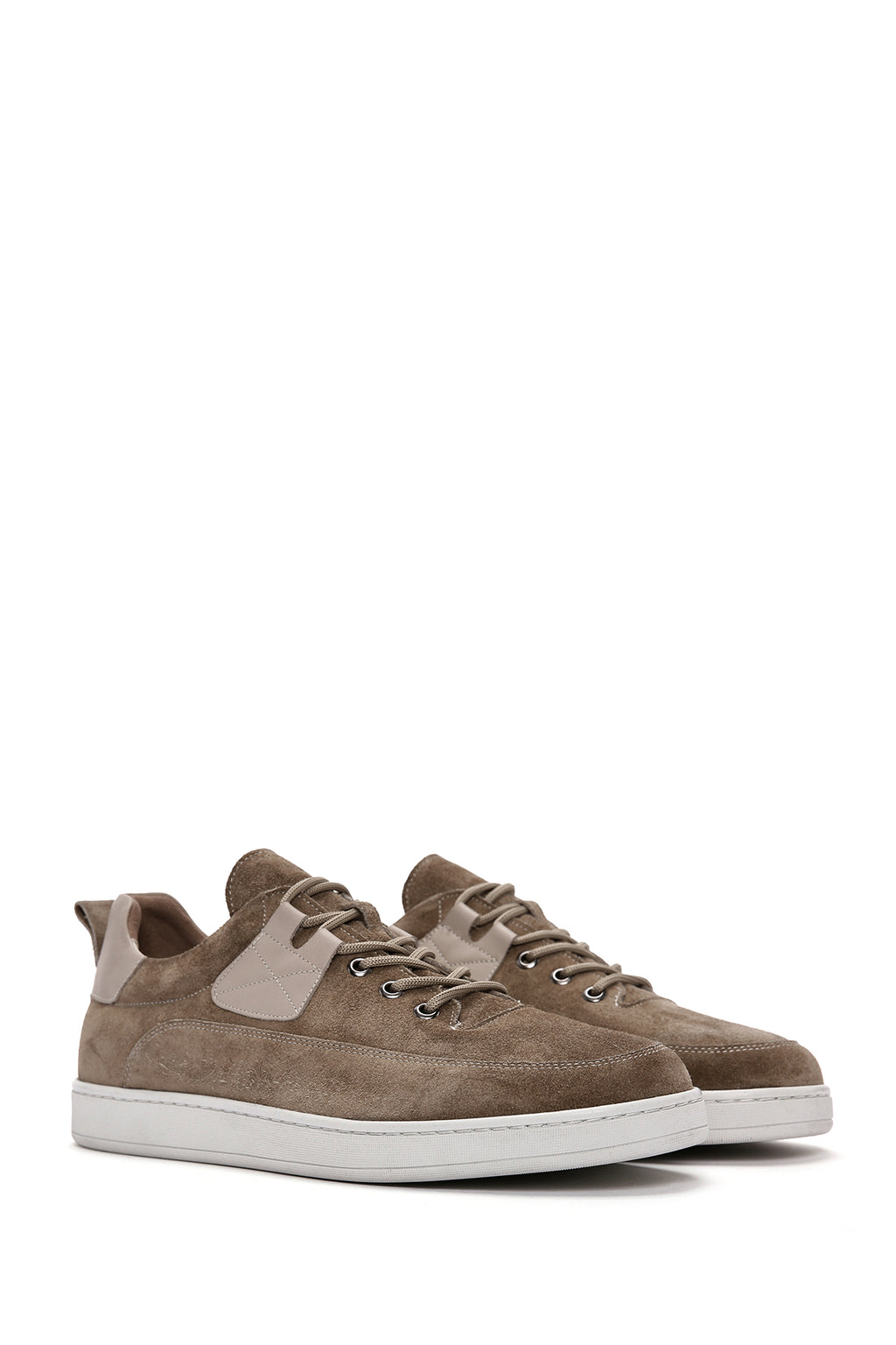 Erkek Vizon Bağcıklı Süet Deri Sneaker