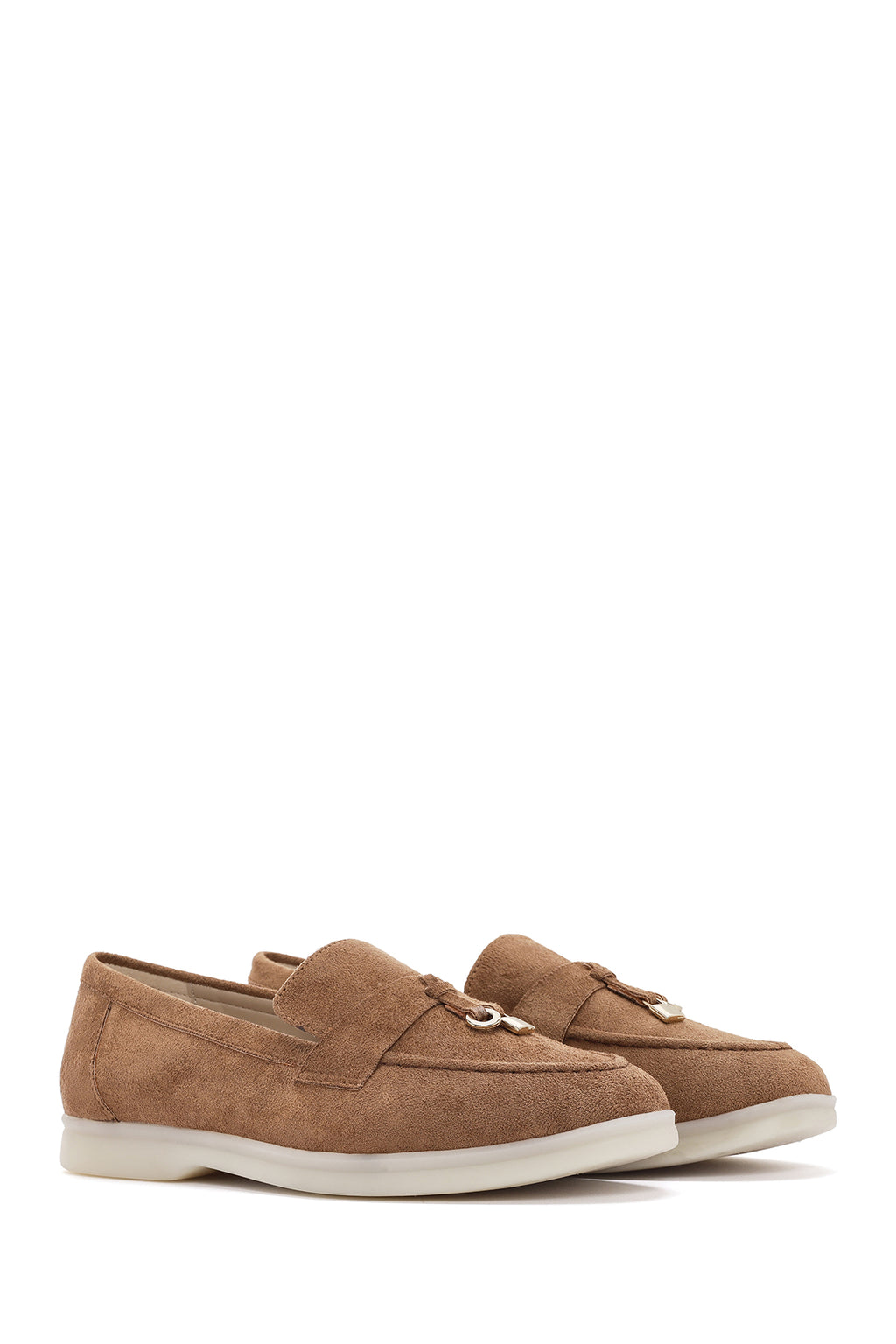 Kadın Taba Püsküllü Süet Maskülen Loafer