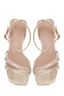 Women's Gold Ankle Strap Heeled Sandals | Derimod Women's Gold Ankle Strap Heeled Sandals | Derimod