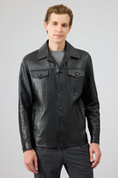 Axel Men's Black Leather Jacket | Derimod Axel Men's Black Leather Jacket | Derimod