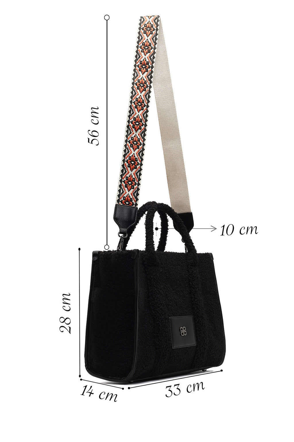 Kadın Siyah Uzun Askılı Peluş Kol Çantası