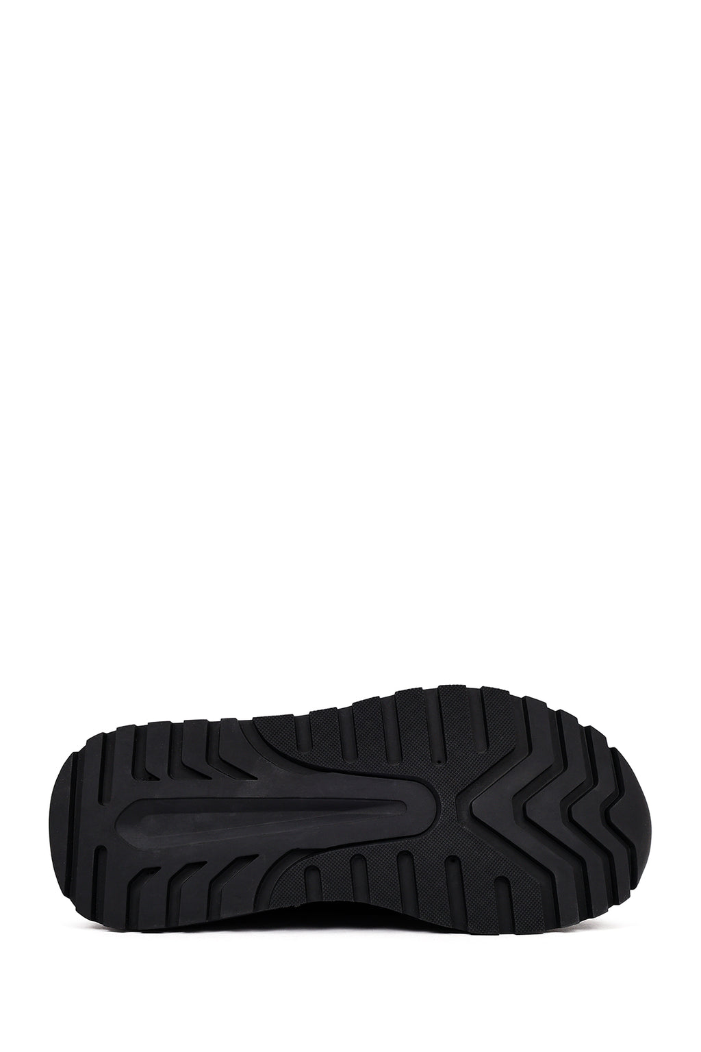Erkek Siyah Bağcıklı Kalın Tabanlı Deri Sneaker