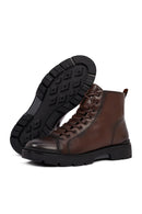 Men's Brown Zipper Leather Casual Boot | Derimod Men's Brown Zipper Leather Casual Boot | Derimod
