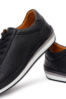 Erkek Siyah Bağcıklı Deri Casual Sneaker | Derimod Erkek Siyah Bağcıklı Deri Casual Sneaker | Derimod