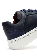 Erkek Lacivert Bağcıklı Kalın Tabanlı Deri Sneaker | Derimod Erkek Lacivert Bağcıklı Kalın Tabanlı Deri Sneaker | Derimod