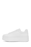 Women's White Lace-Up Thick Soled Sneaker | Derimod Women's White Lace-Up Thick Soled Sneaker | Derimod