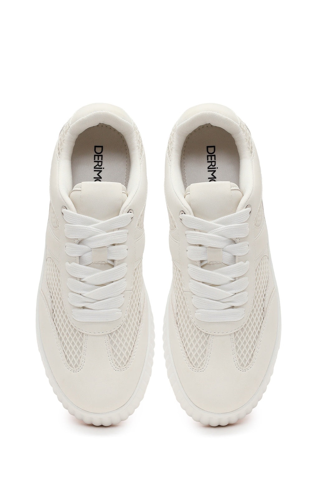 Kadın Beyaz Bağcıklı Kalın Tabanlı Sneaker