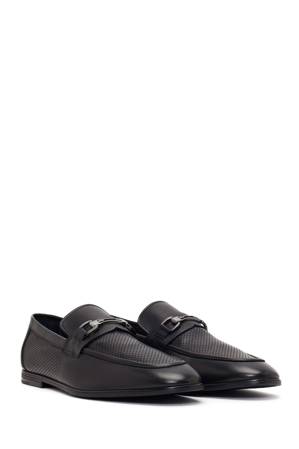 Erkek Siyah Tokalı Deri Casual Loafer