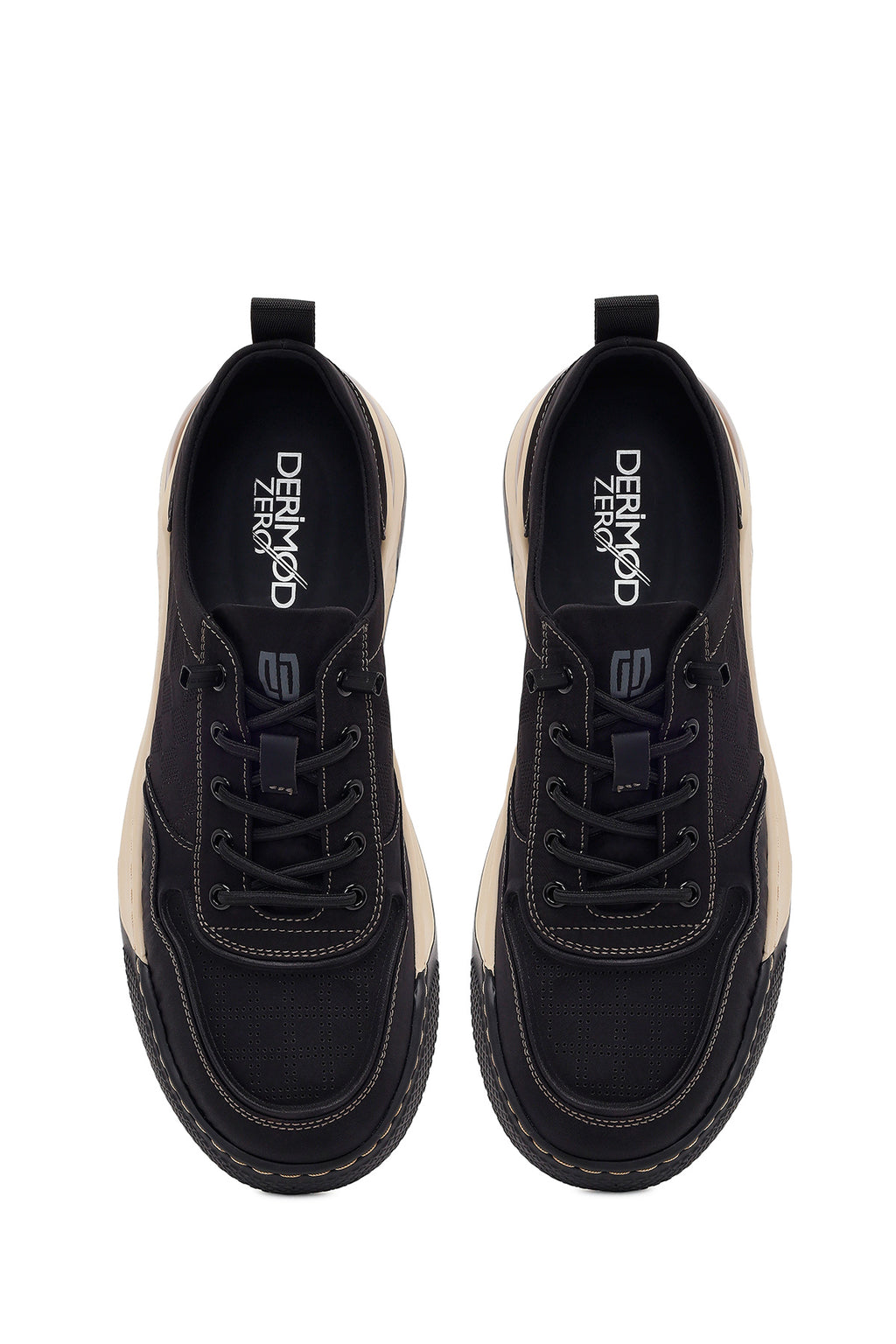 Derimod Zero Erkek Siyah Bağcıklı Kalın Tabanlı Kumaş Sneaker