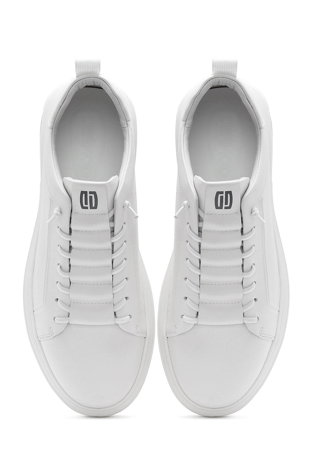 Erkek Beyaz Bağcıklı Deri Sneaker