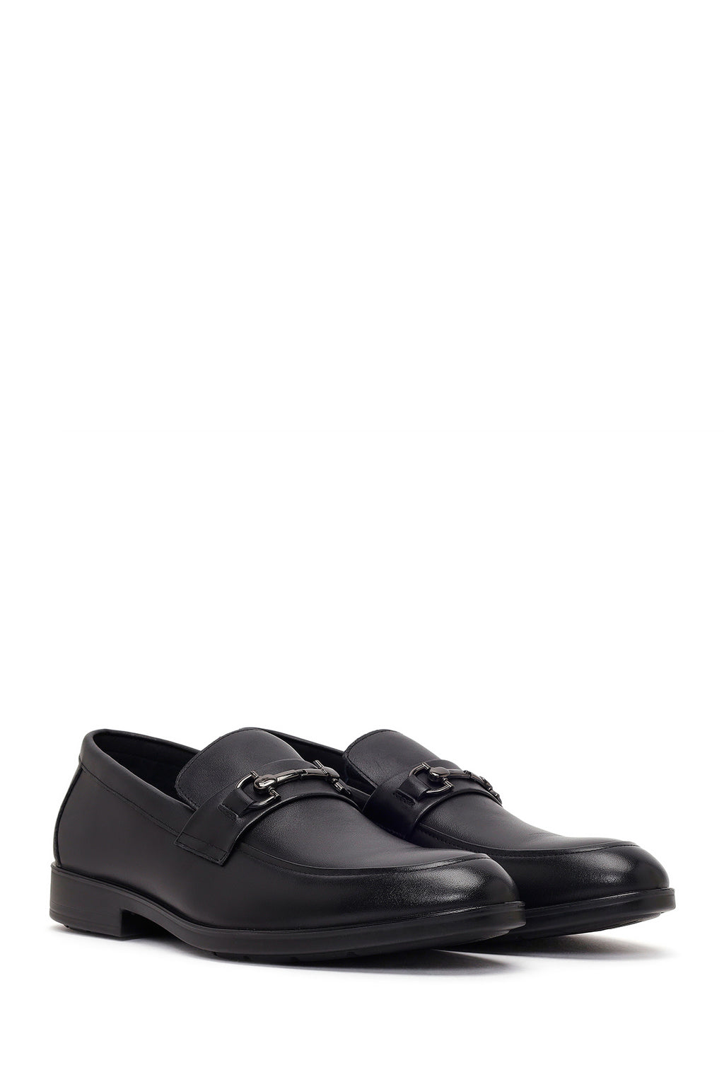Erkek Siyah Tokalı Deri Klasik Loafer