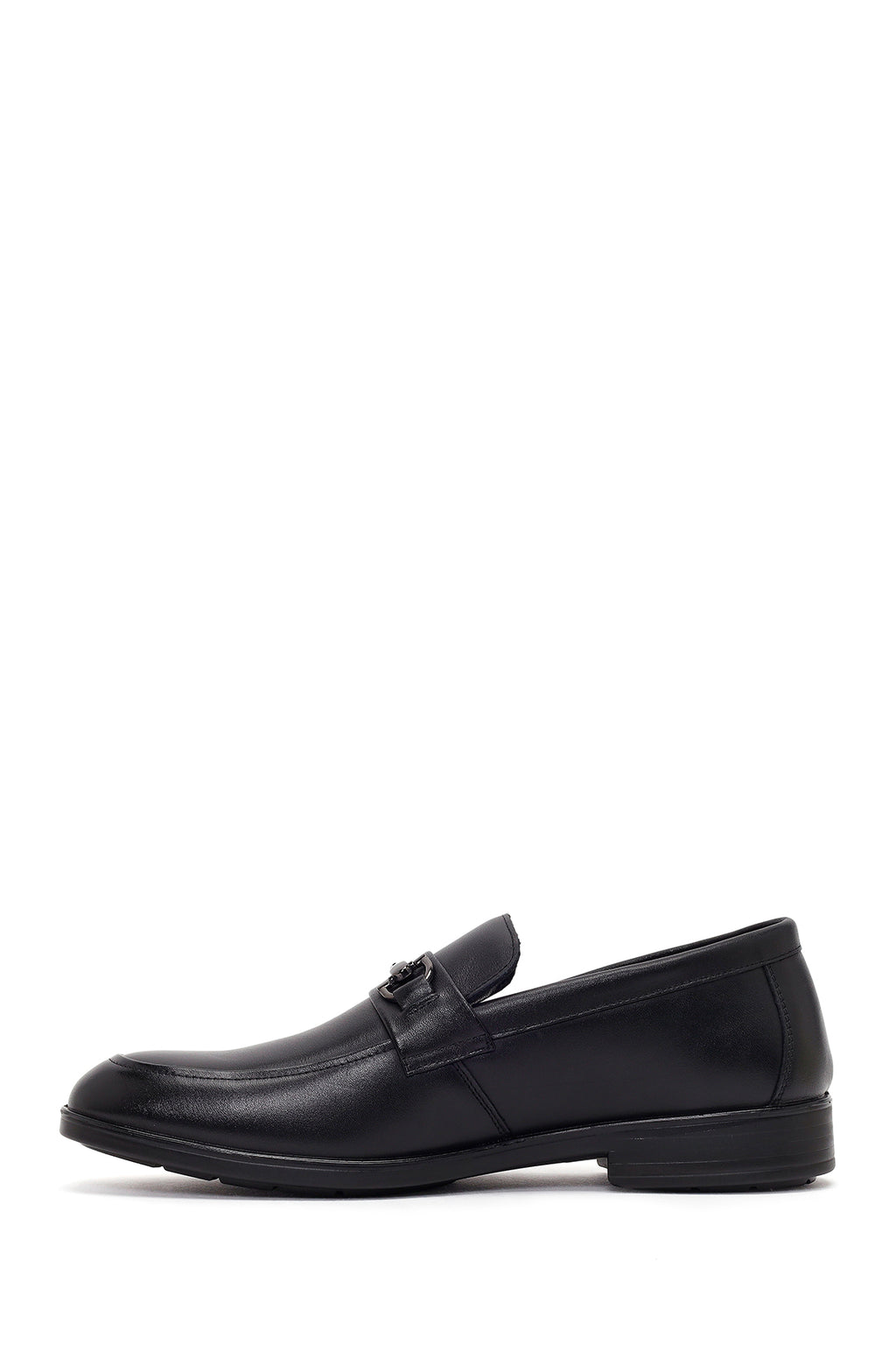 Erkek Siyah Tokalı Deri Klasik Loafer