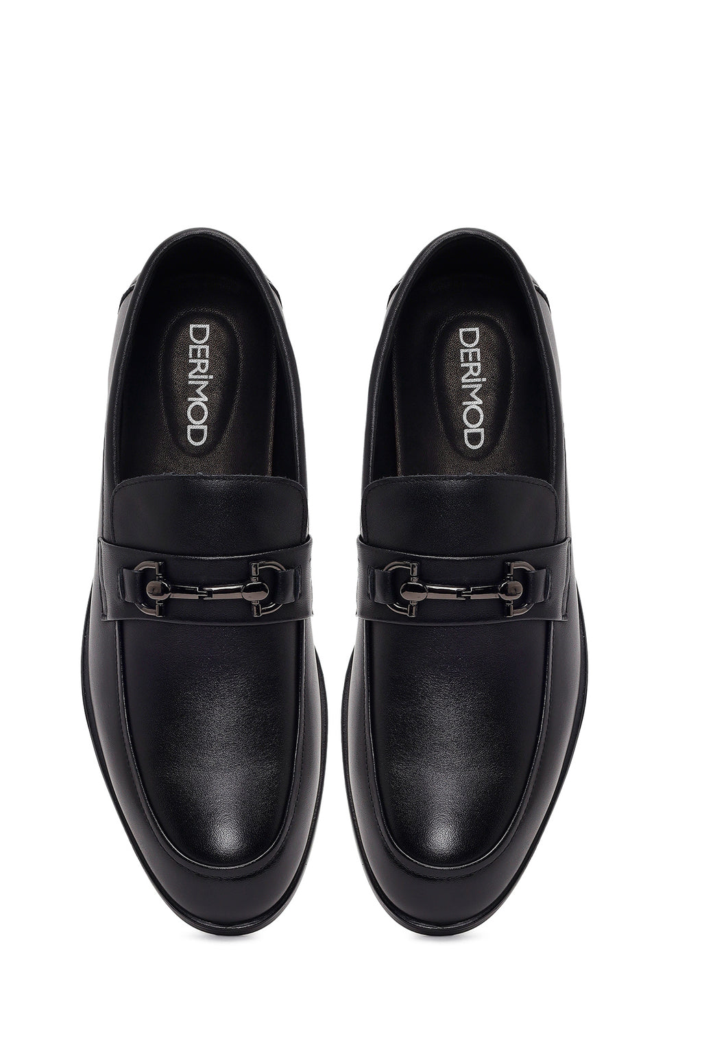 Erkek Siyah Tokalı Deri Klasik Loafer