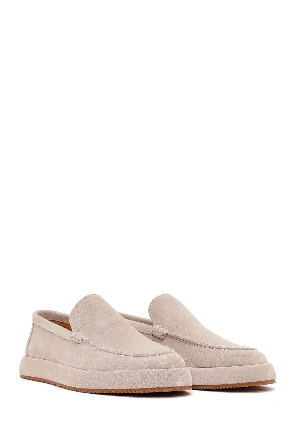 Erkek Gri Süet Deri Casual Loafer