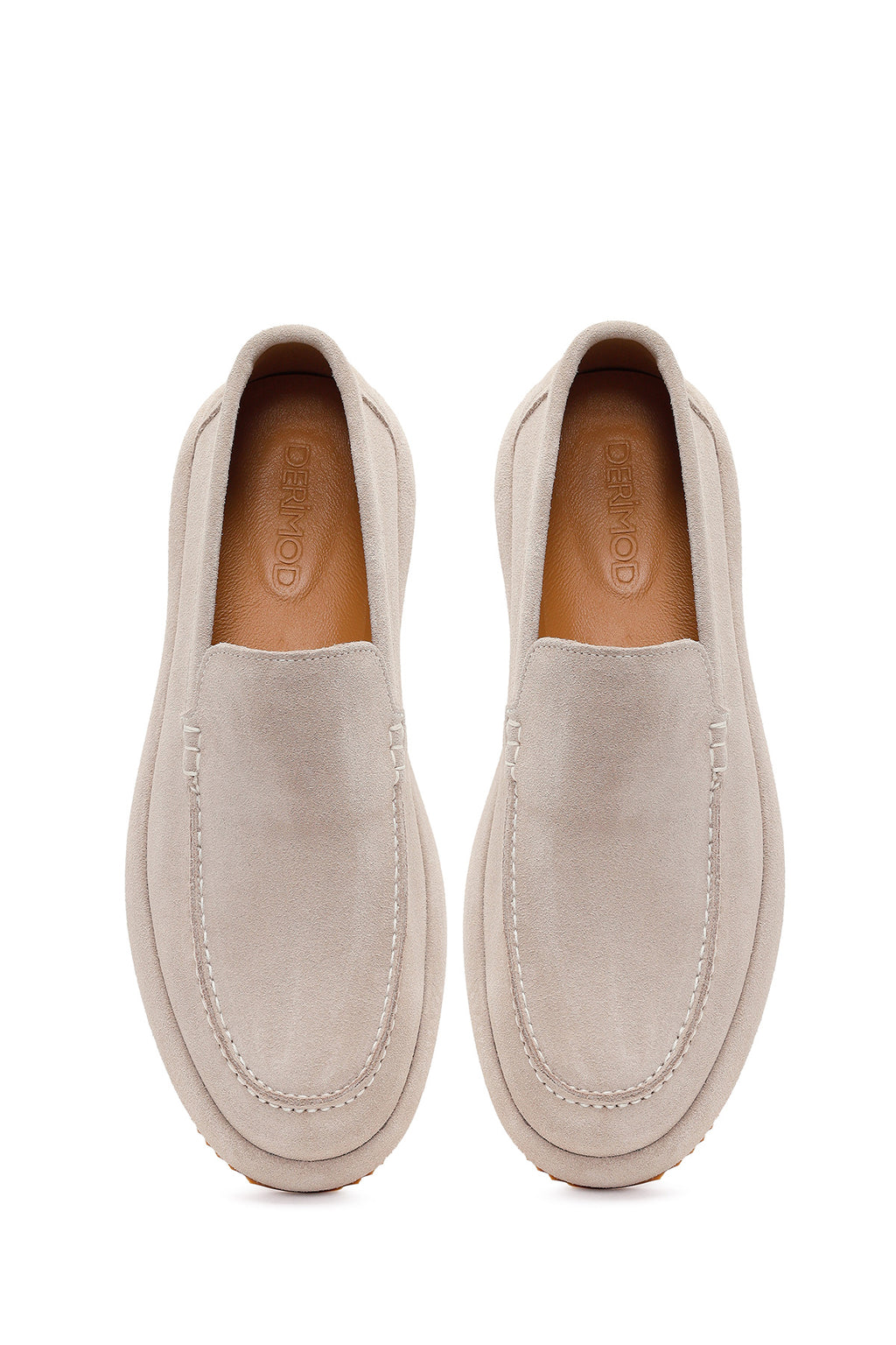 Erkek Gri Süet Deri Casual Loafer